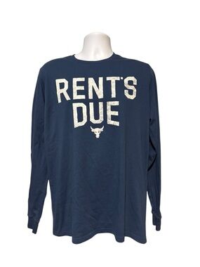 Under Armour Project Rock Men’s Long Sleeve Rents Due Tee Shirt Navy Blue L